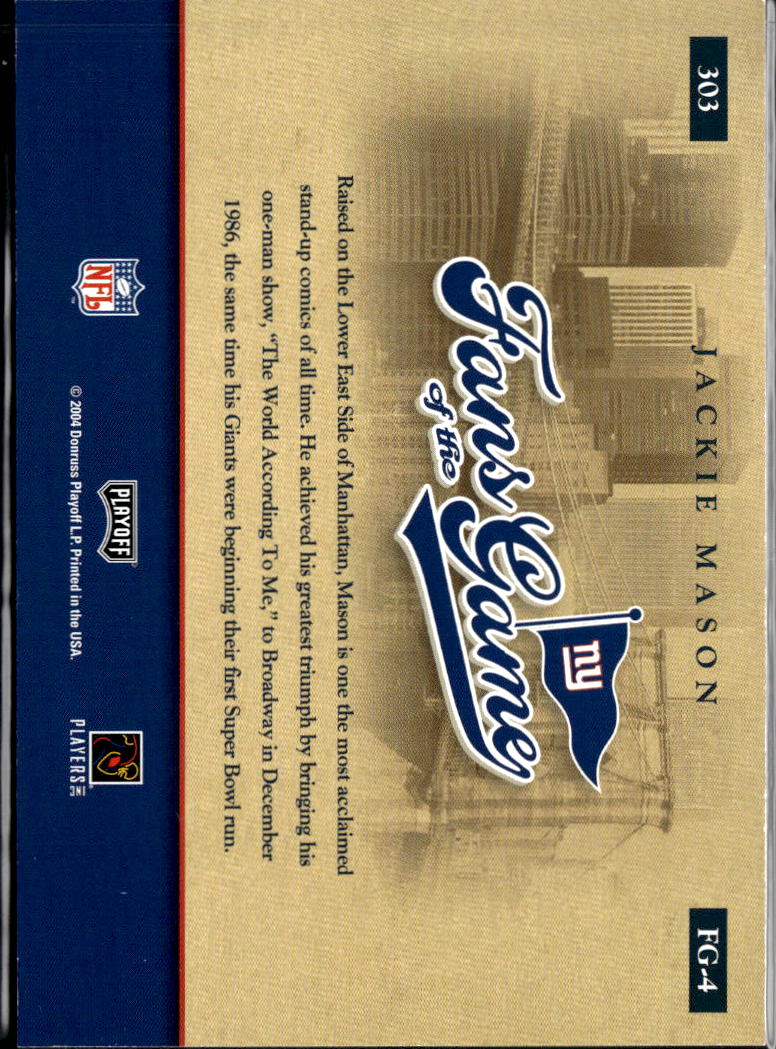 Jackie Mason 2004 Rookies & Stars Fans of the Game Auto Autograph NY Giants