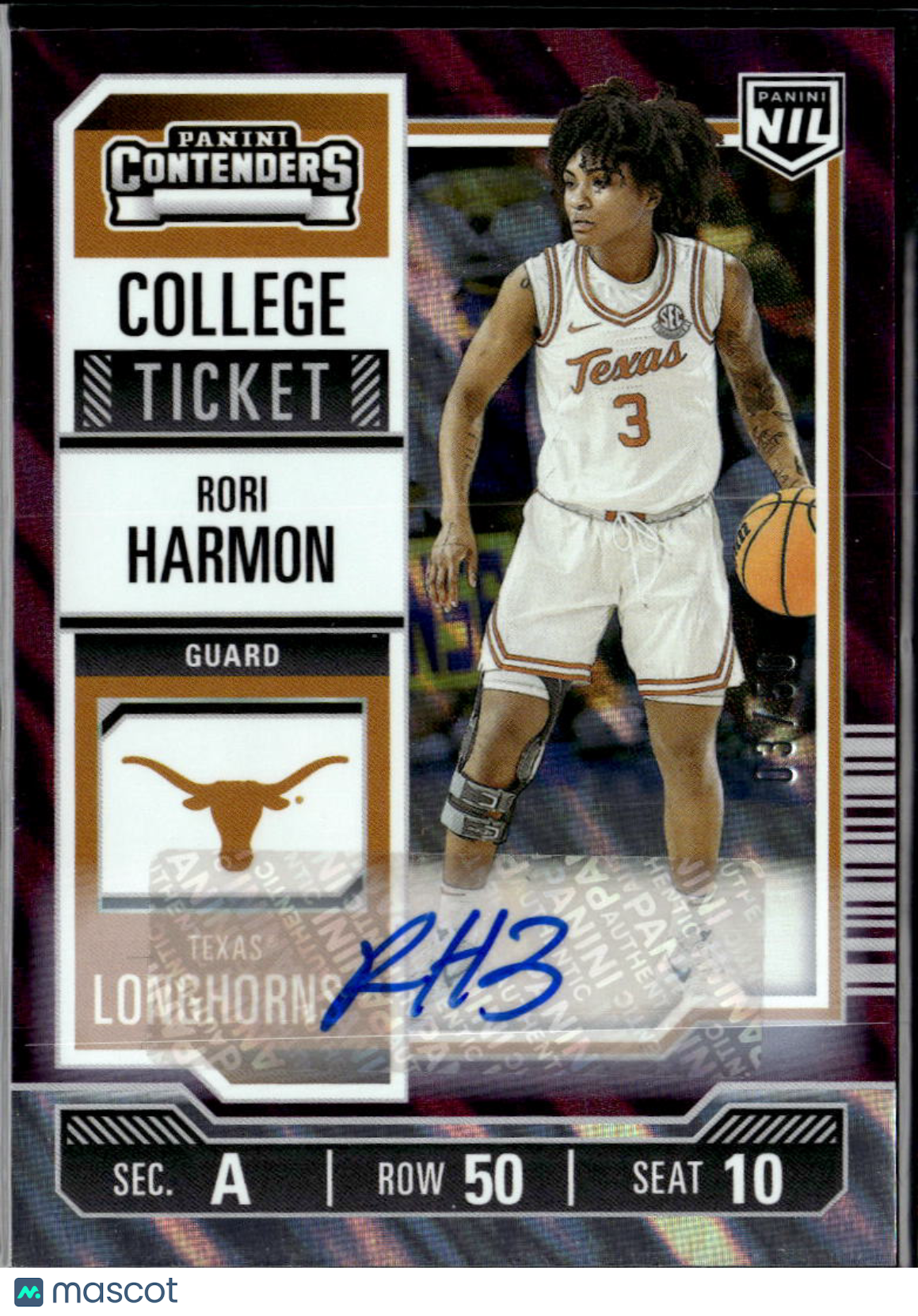 Rori Harmon 2025 Contenders College Auto Autograph RC 3/50 Texas Longhorns