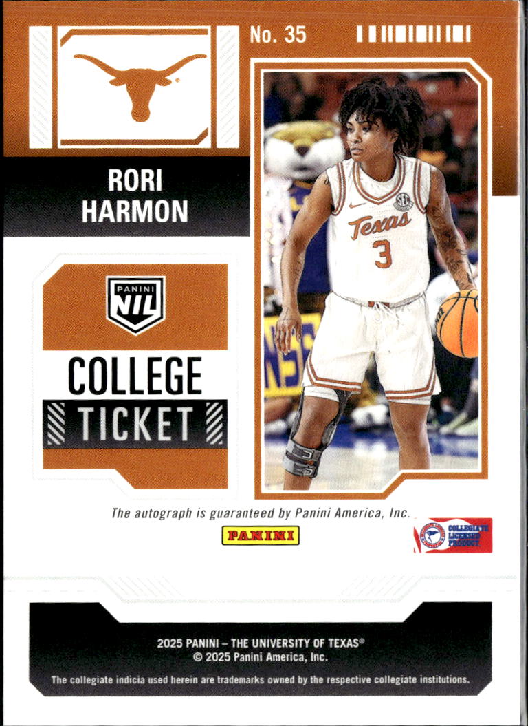 Rori Harmon 2025 Contenders College Auto Autograph RC 3/50 Texas Longhorns
