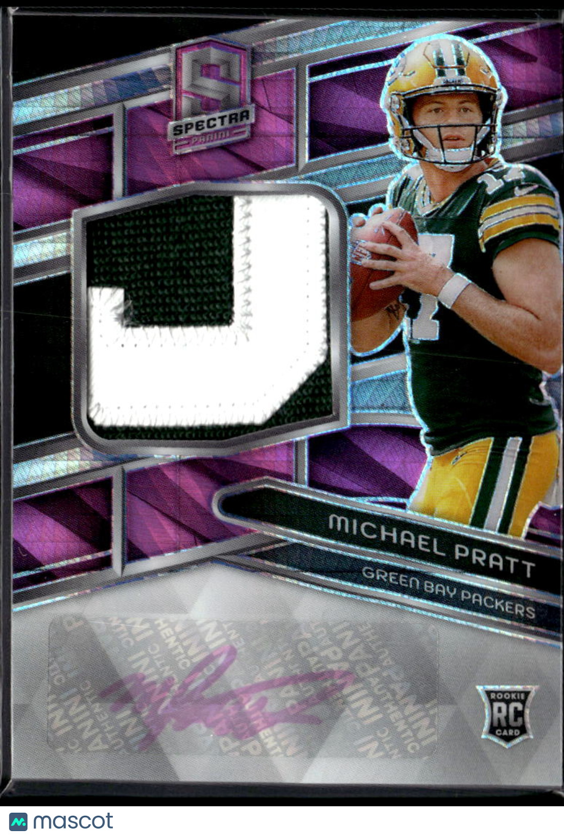 Michael Pratt 2024 Spectra Auto Autograph Patch RC 16/25 Green Bay Packers