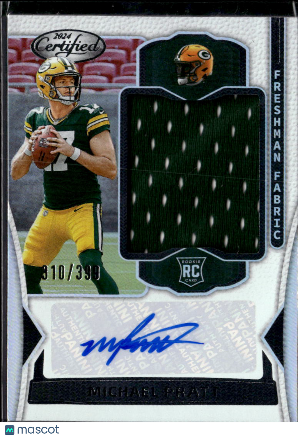 Michael Pratt 2024 Certified Auto Autograph Patch RC 310/399 Green Bay Packers