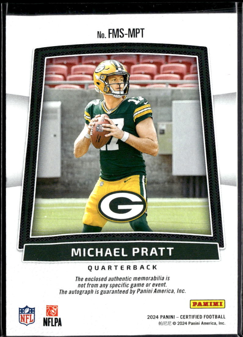 Michael Pratt 2024 Certified Auto Autograph Patch RC 310/399 Green Bay Packers