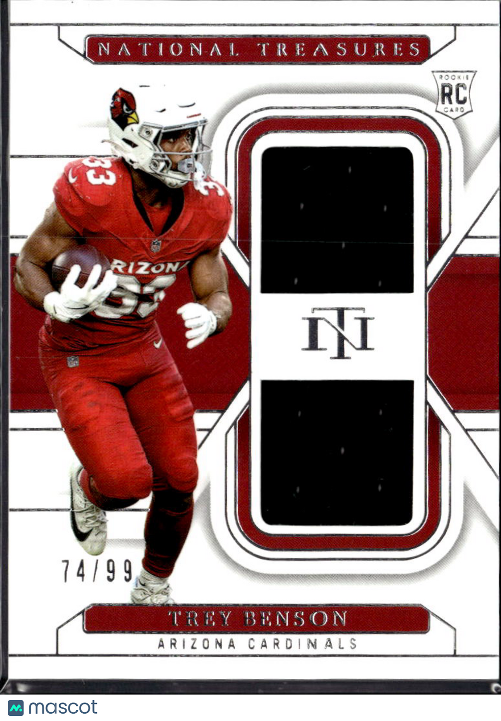 Trey Benson 2024 National Treasures Dual Jersey Patch RC 74/99 Arizona Cardinals