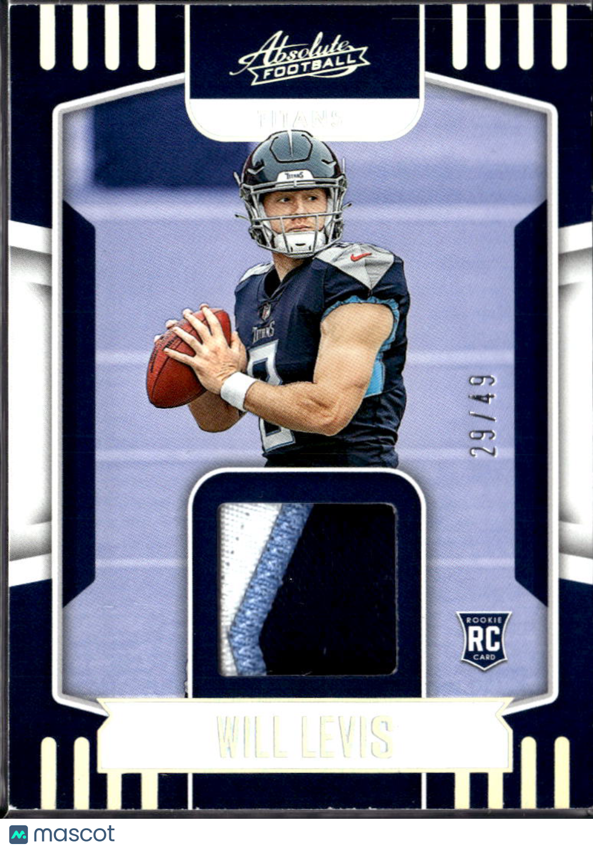 Will Levis 2023 Absolute 3 Color Jersey Patch Rookie RC 29/49 Tennessee Titans