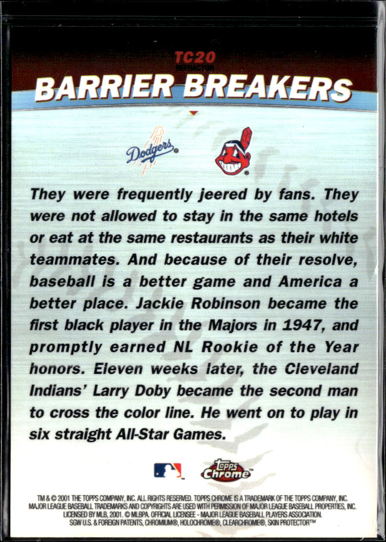 Larry Doby / Jackie Robinson 2001 Topps Chrome Barrier Breakers Refractor #TC20