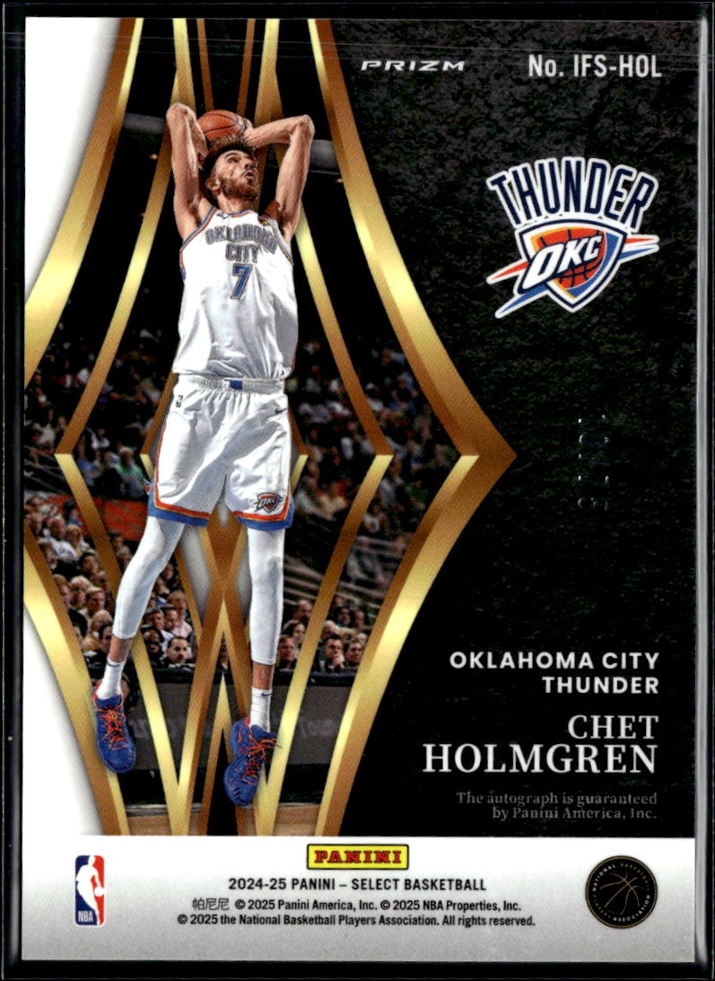 Chet Holmgren 2024-25 Select Auto Autograph Purple 10/75 Oklahoma City Thunder