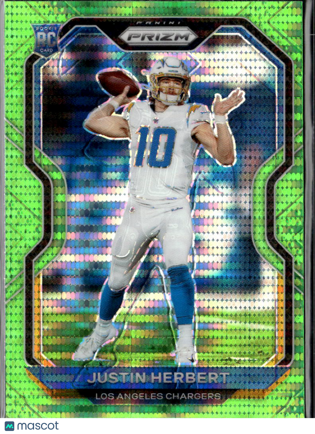 Justin Herbert 2020 Prizm Green Pulsar Prizm ERROR RC Rookie #325 LA Chargers