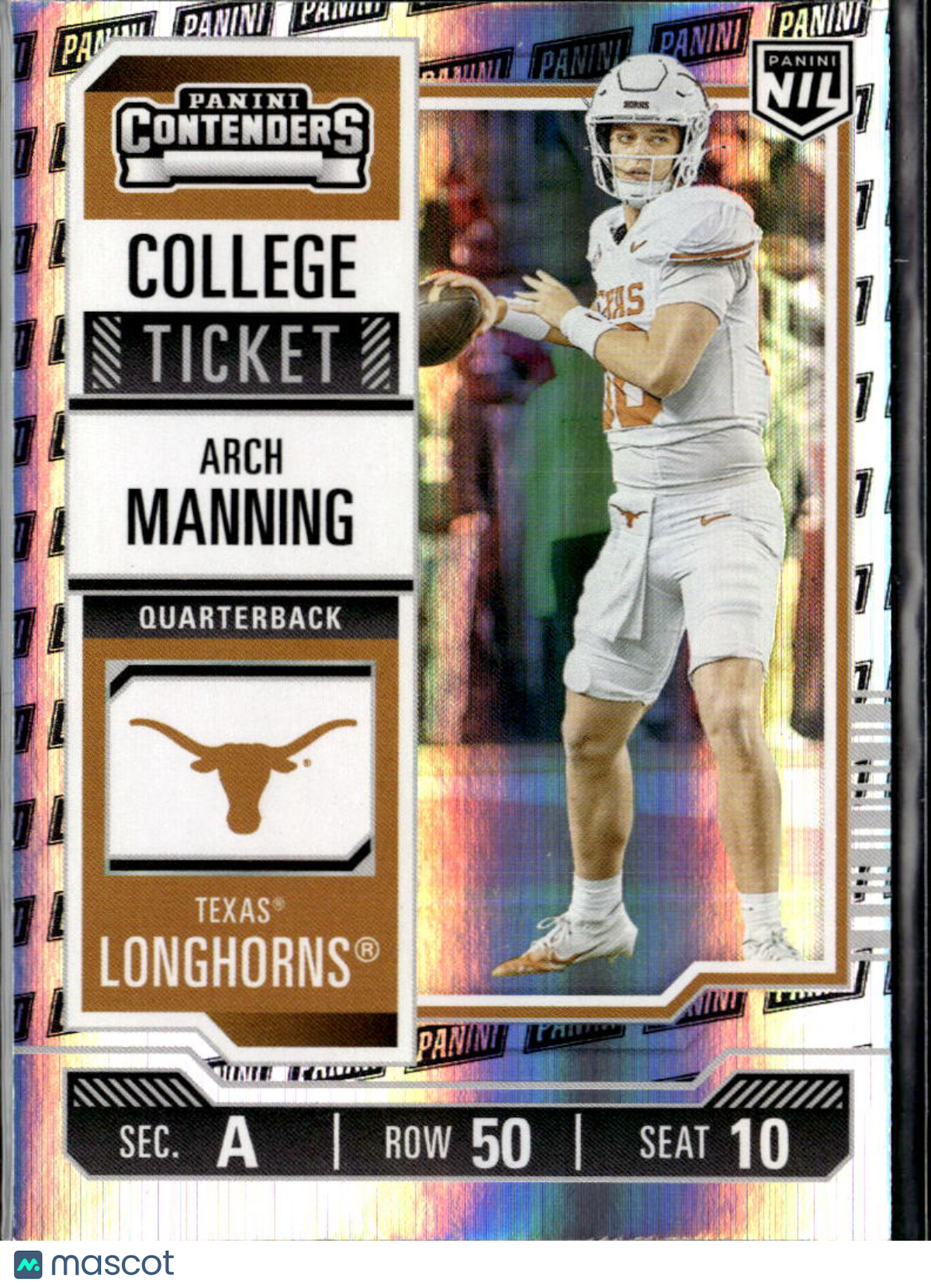 Arch Manning 2025 Contenders Panini Logo Rookie RC SSP #1 Texas Longhorns