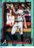 Ronald Acuña Jr. 2025 Topps Chrome Aqua RayWave Refractor 84/199 Atlanta Braves