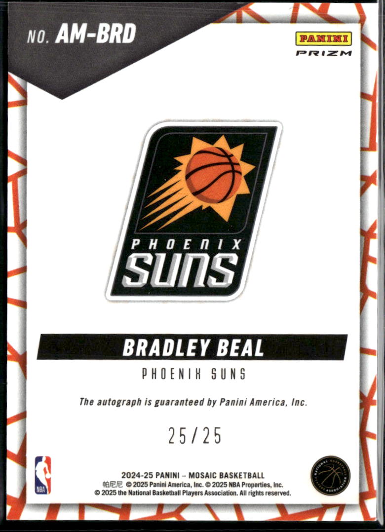 Bradley Beal 2024-25 Mosaic Auto Autograph White 25/25 Phoenix Suns