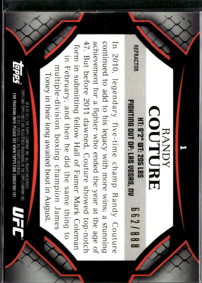 Randy Couture 2011 Topps UFC Finest Refractor MMA 662/888 #1