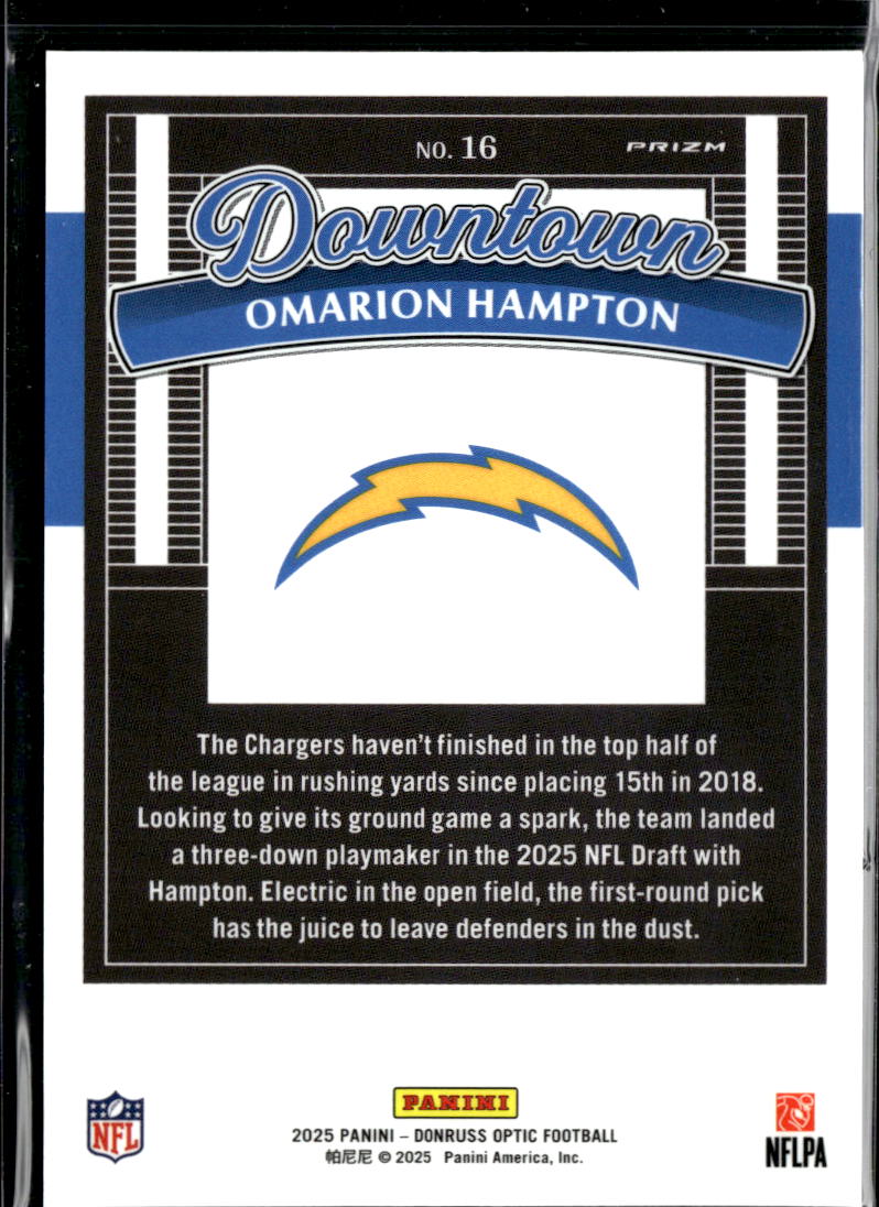 Omarion Hampton 2025 Optic DOWNTOWN CASE HIT RC Los Angeles Chargers