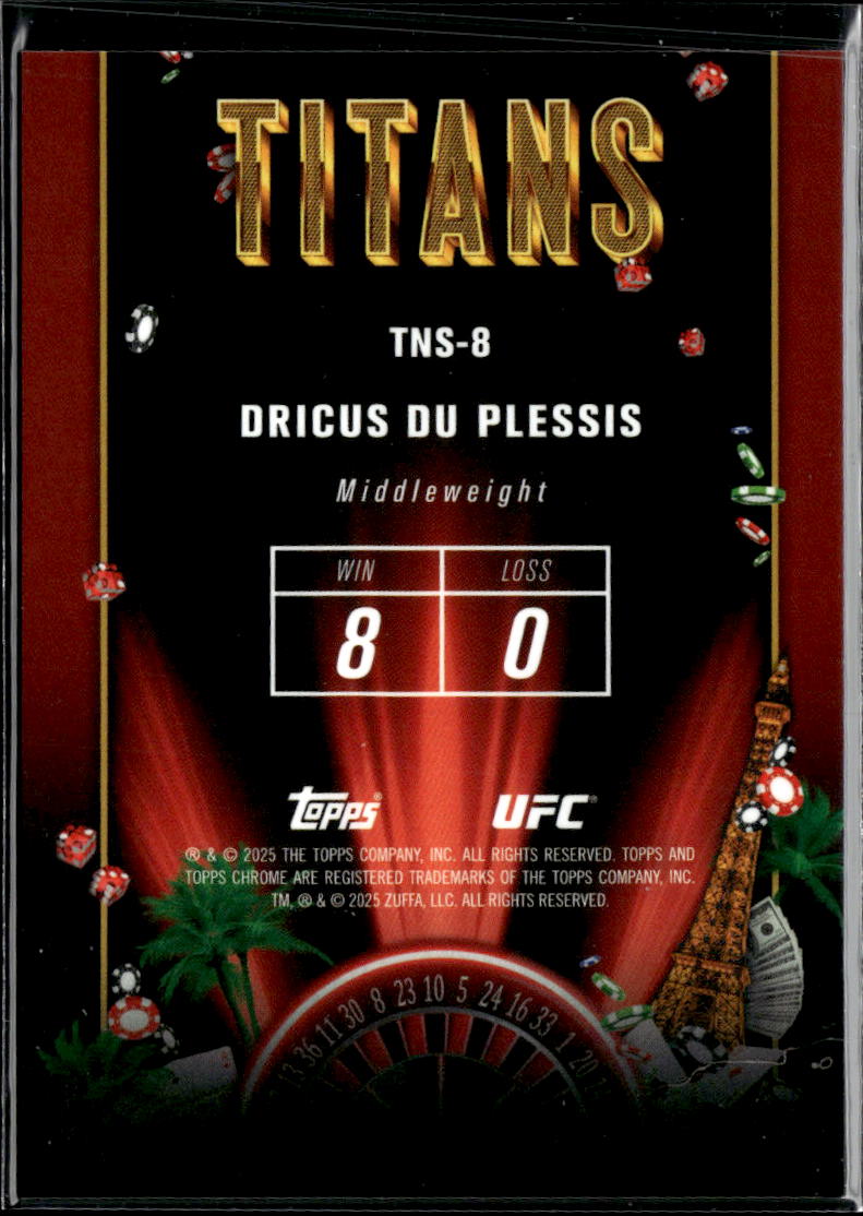Dricus Du Plessis 2025 Topps Chrome UFC Titans CASE HIT SSP SHORTPRINT #TNS8