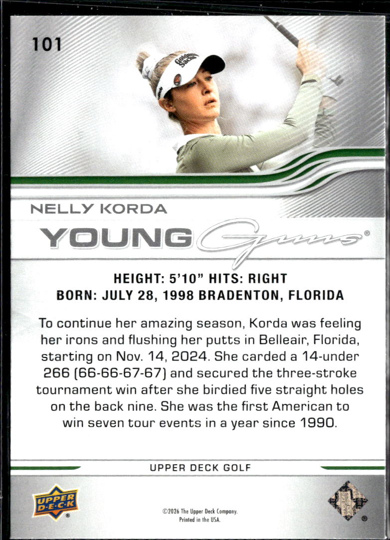 Nelly Korda 2026 Upper Deck Golf Young Guns Rookie RC #101