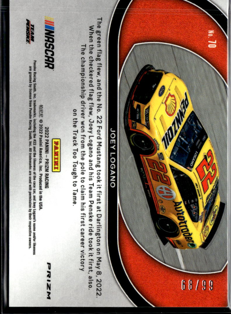 Joey Logano 2022 Panini Prizm Racing Rides Blue Scope 68/99 Team Penske