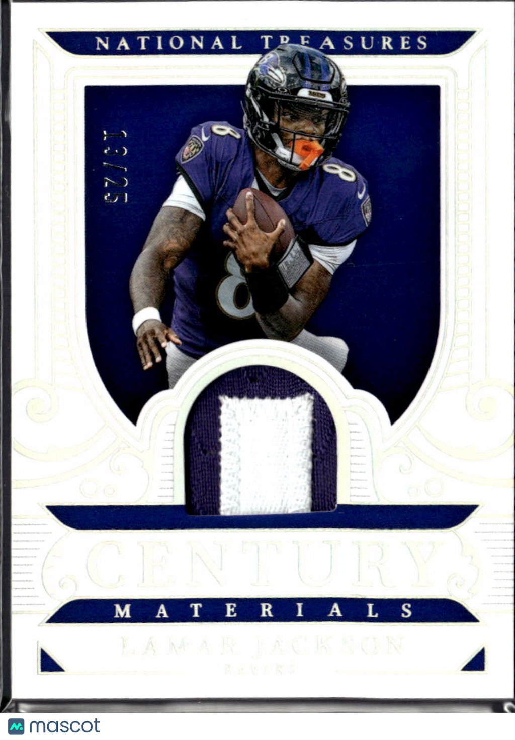 Lamar Jackson 2025 National Treasures Jersey Patch 13/25 Baltimore Ravens
