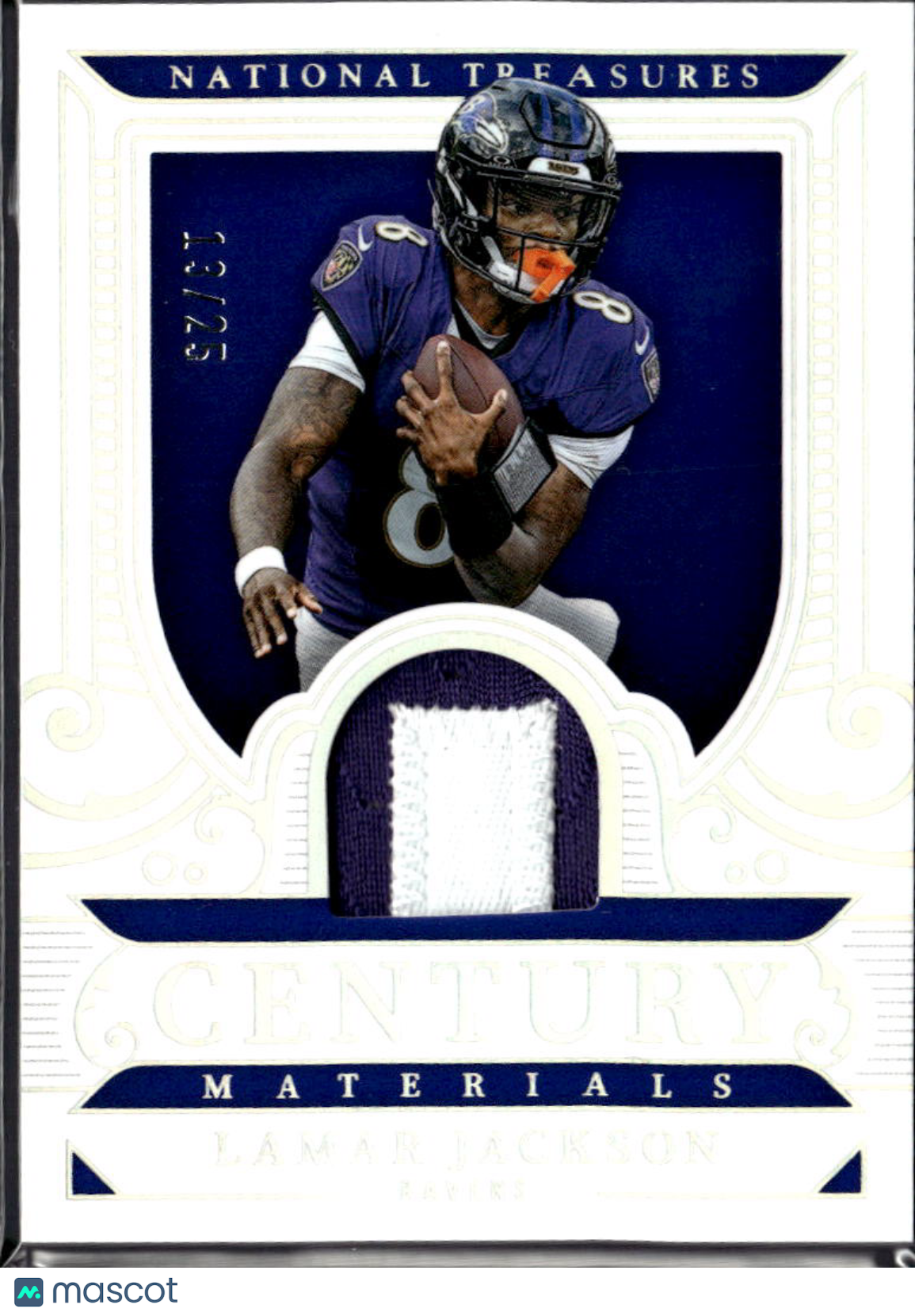Lamar Jackson 2025 National Treasures Jersey Patch 13/25 Baltimore Ravens