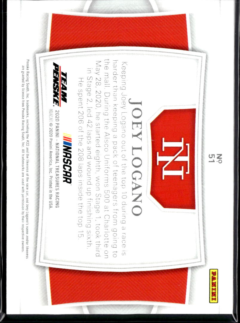 Joey Logano 2020 Panini National Treasures Racing 24/25 Team Penske