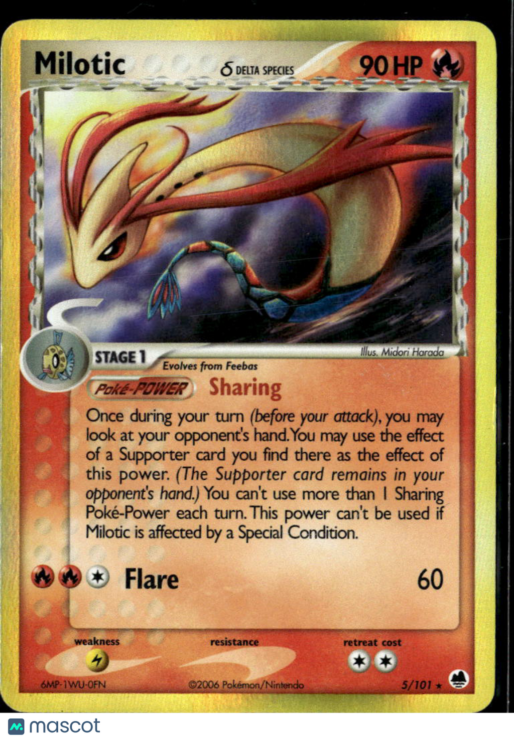LP Milotic 2006 EX Dragon Frontiers Holo Rare #5/101