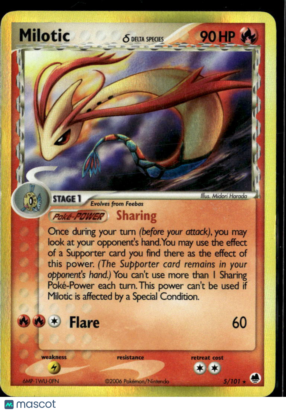 LP Milotic 2006 EX Dragon Frontiers Holo Rare #5/101