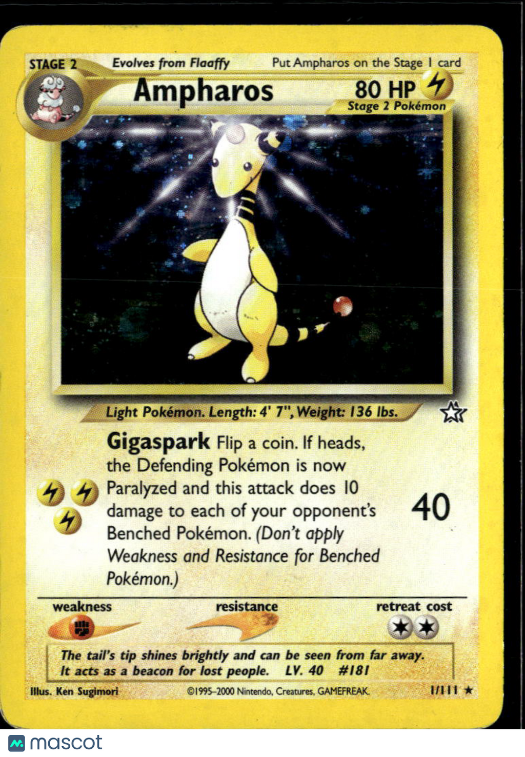 Ampharos 2000 Neo Genesis Holo Rare #1/111