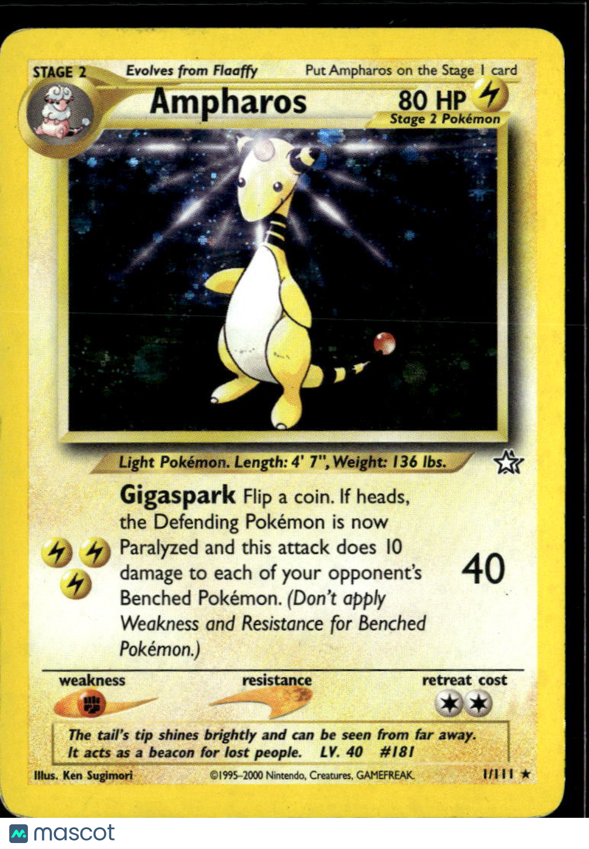Ampharos 2000 Neo Genesis Holo Rare #1/111