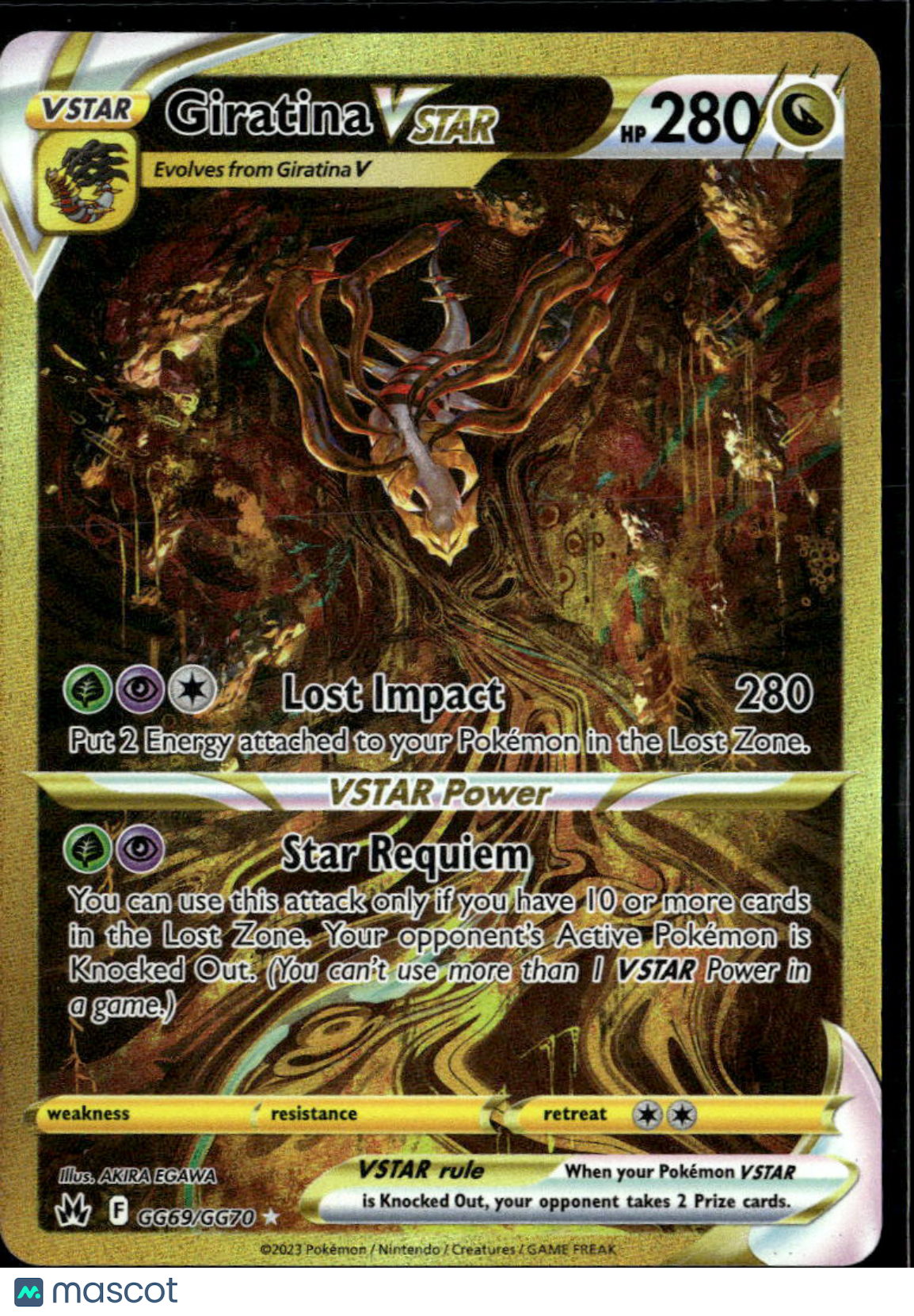 Giratina VSTAR 2023 Crown Zenith Holo three gold stars UR #GG69/GG70