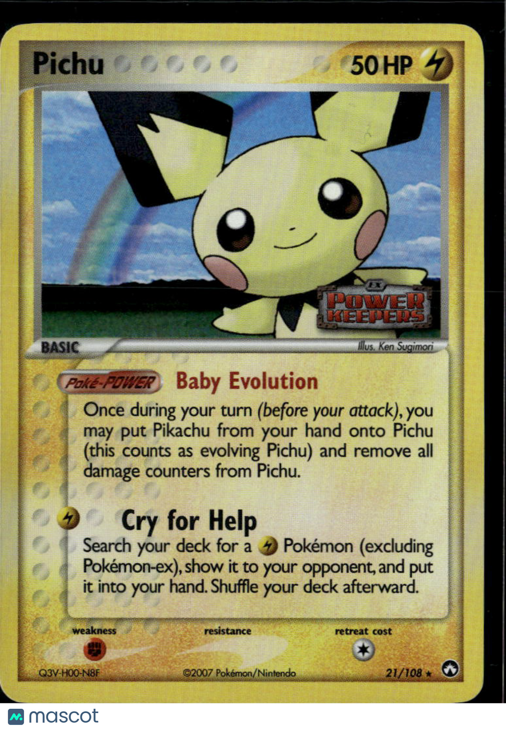 Pichu 2007 EX Power Keepers Reverse Holo Rare #21/108