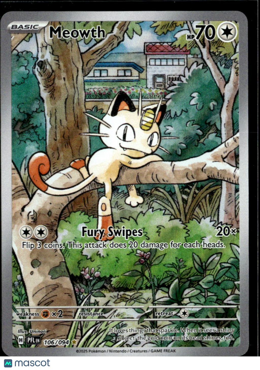 Meowth 2025 Scarlet & Violet Phantasmal Flames Holo Secret Rare #106/94