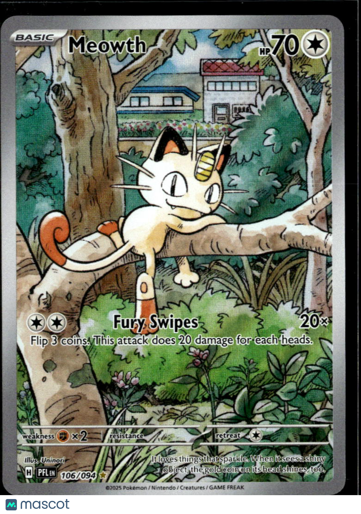 Meowth 2025 Scarlet & Violet Phantasmal Flames Holo Secret Rare #106/94