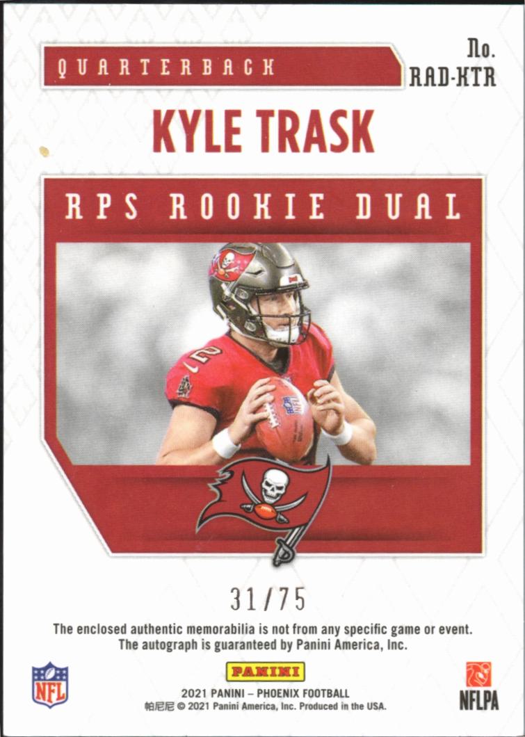 Kyle Trask 2021 Phoenix Auto Autograph Patch RC 31/75 Tampa Bay Buccaneers