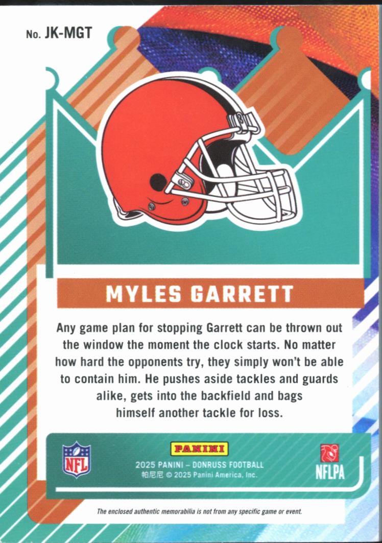 Myles Garrett 2025 Donruss Jersey Kings Patch 48/100 Cleveland Browns