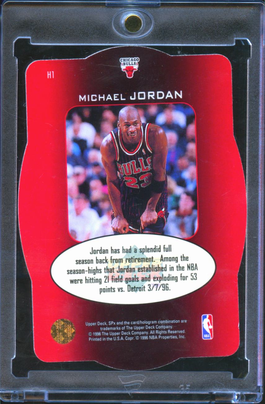 Michael Jordan 1996 Upper Deck SPx Holoview Heroes #H1 Chicago Bulls