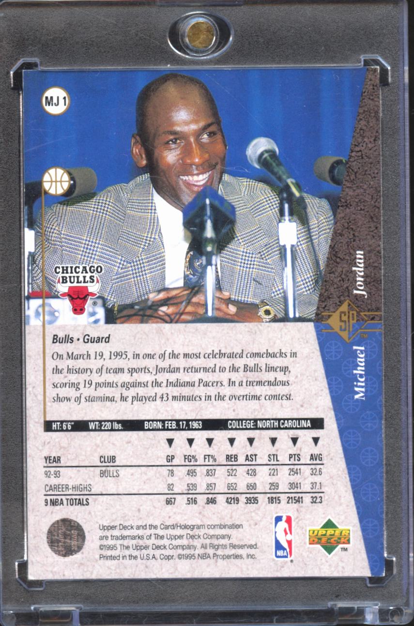 Michael Jordan 1995 Upper Deck SP Silver #MJ1 Chicago Bulls