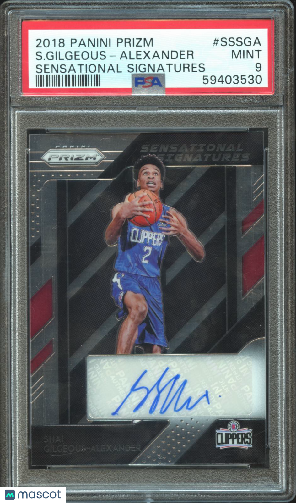 Shai Gilgeous-Alexander 2018 Prizm Auto Autograph RC Clippers Thunder PSA 9