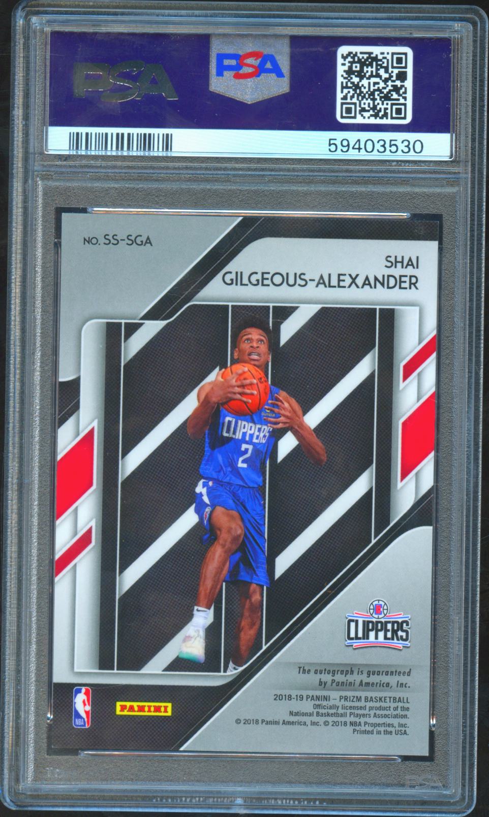 Shai Gilgeous-Alexander 2018 Prizm Auto Autograph RC Clippers Thunder PSA 9