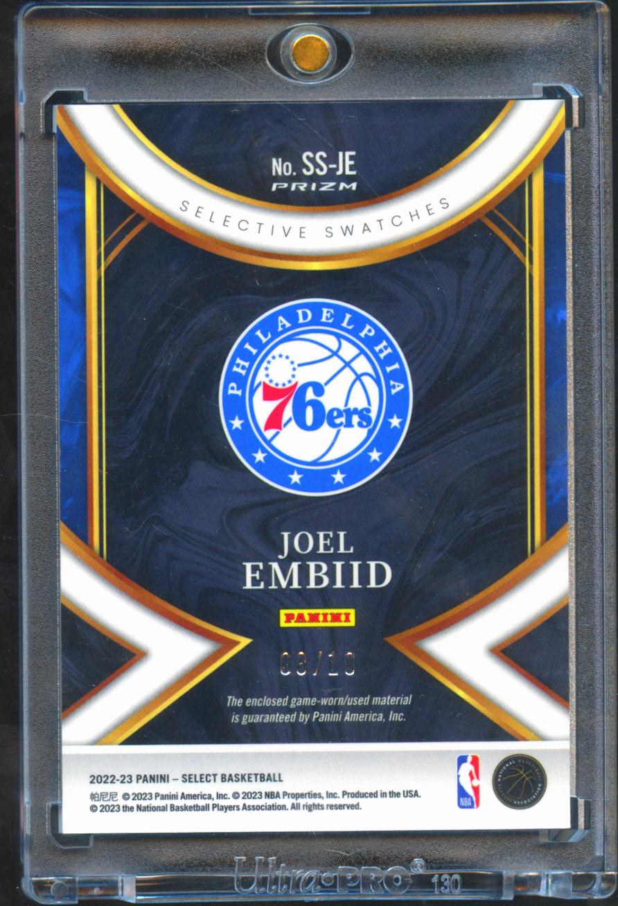 Joel Embiid 2022-23 Select GOLD Prizm Game Worn Patch 8/10 Philadelphia 76ers