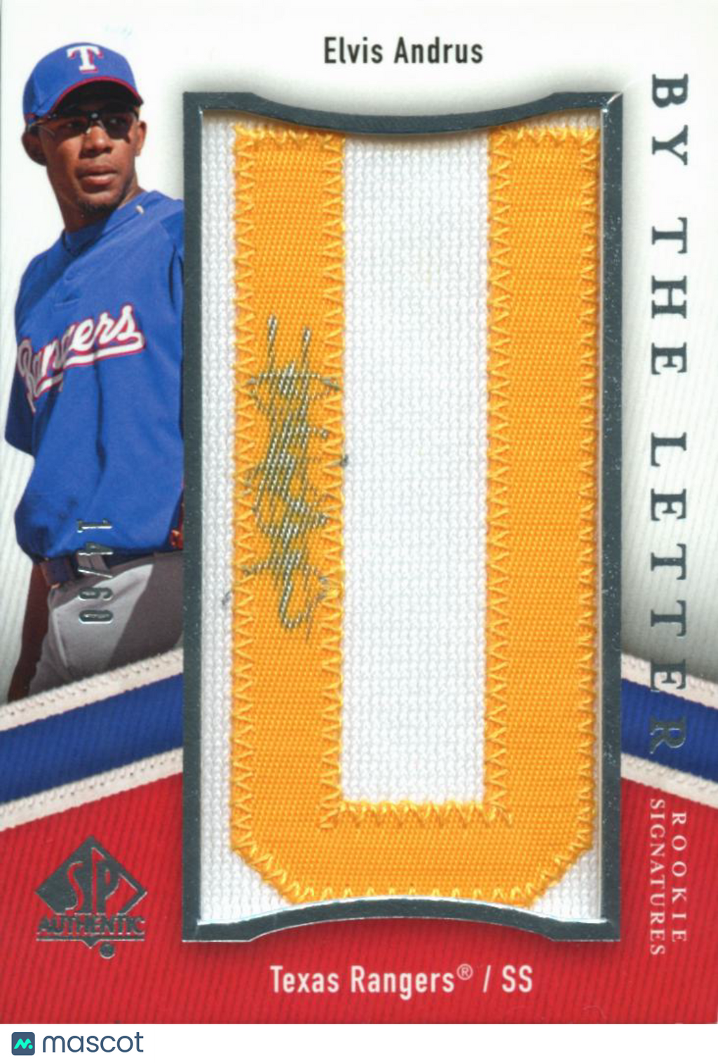 Elvis Andrus 2009 SP Authentic Letter Auto Autograph U Patch Texas Rangers 14/60