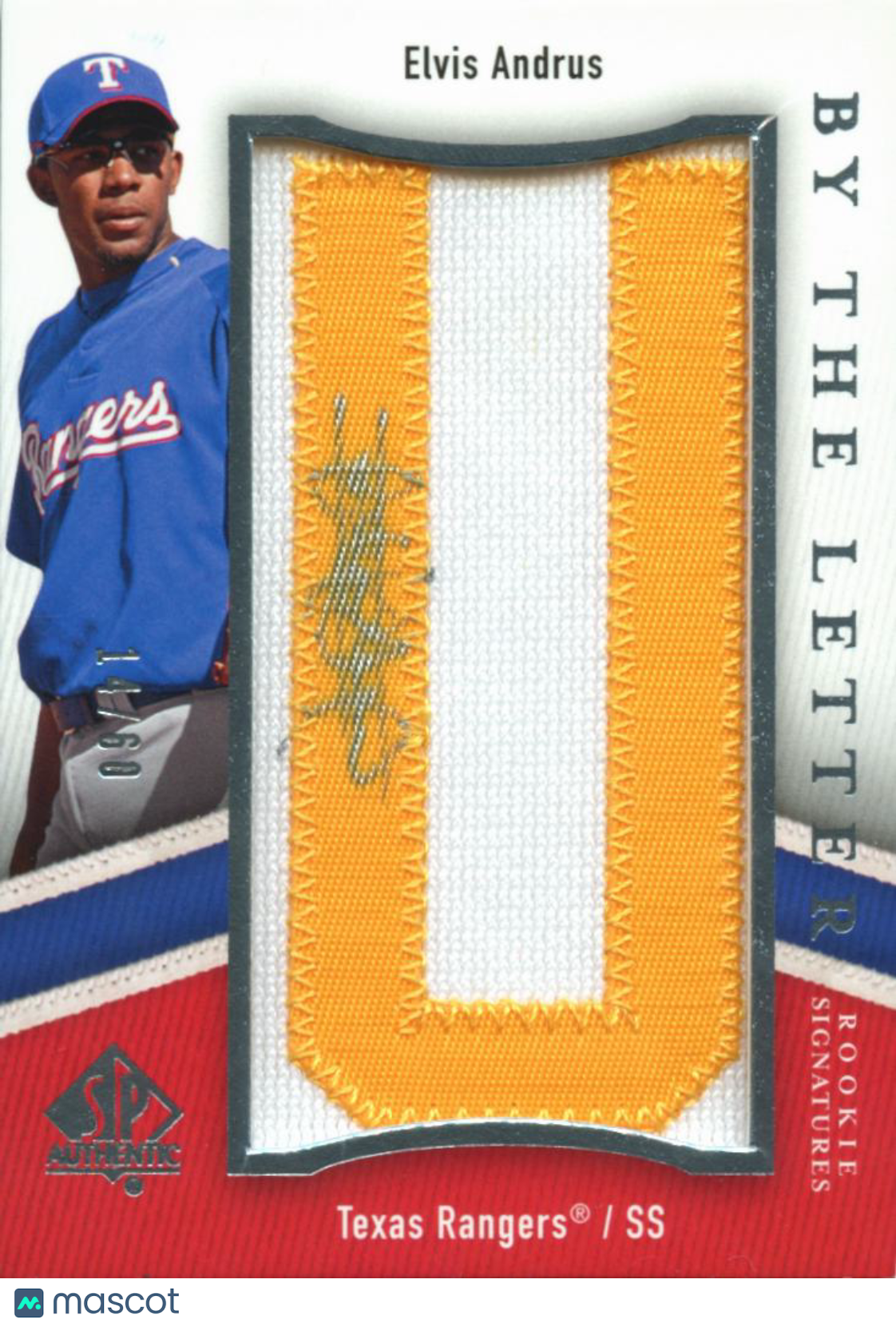 Elvis Andrus 2009 SP Authentic Letter Auto Autograph U Patch Texas Rangers 14/60