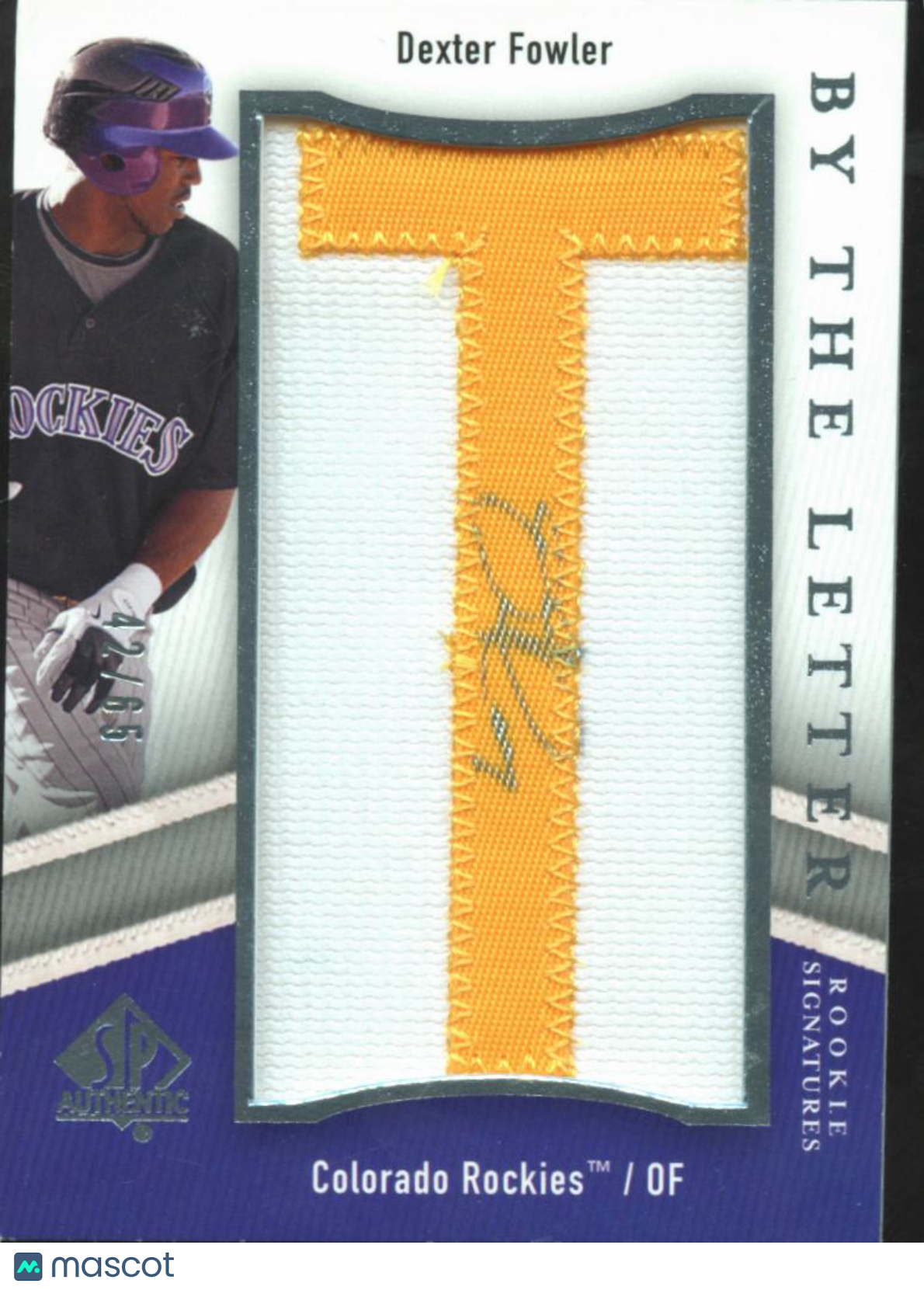 Dexter Fowler 2009 SP Authentic Letter Auto Autograph T Patch 42/65 Rockies