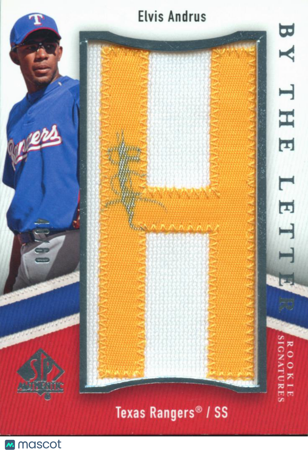 Elvis Andrus 2009 SP Authentic Letter Auto Autograph H Patch Texas Rangers 48/60