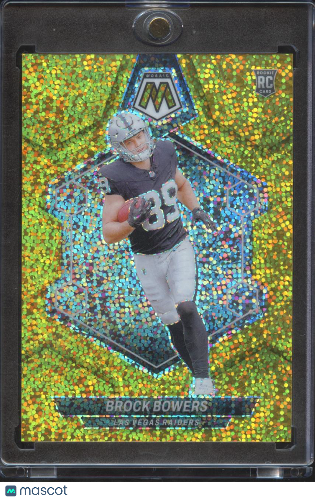 Brock Bowers 2024 Mosaic GOLD Glitter Prizm Rookie RC 7/24 Las Vegas Raiders