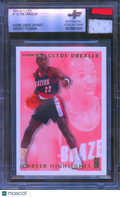 Clyde Drexler 1993-94 Fleer Game Worn Jersey Fusion Patch Trail Blazers Beckett