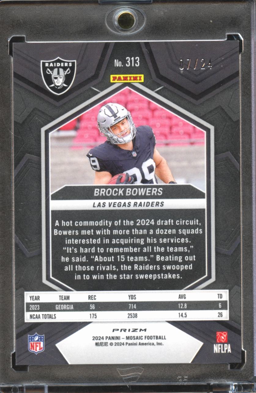 Brock Bowers 2024 Mosaic GOLD Glitter Prizm Rookie RC 7/24 Las Vegas Raiders