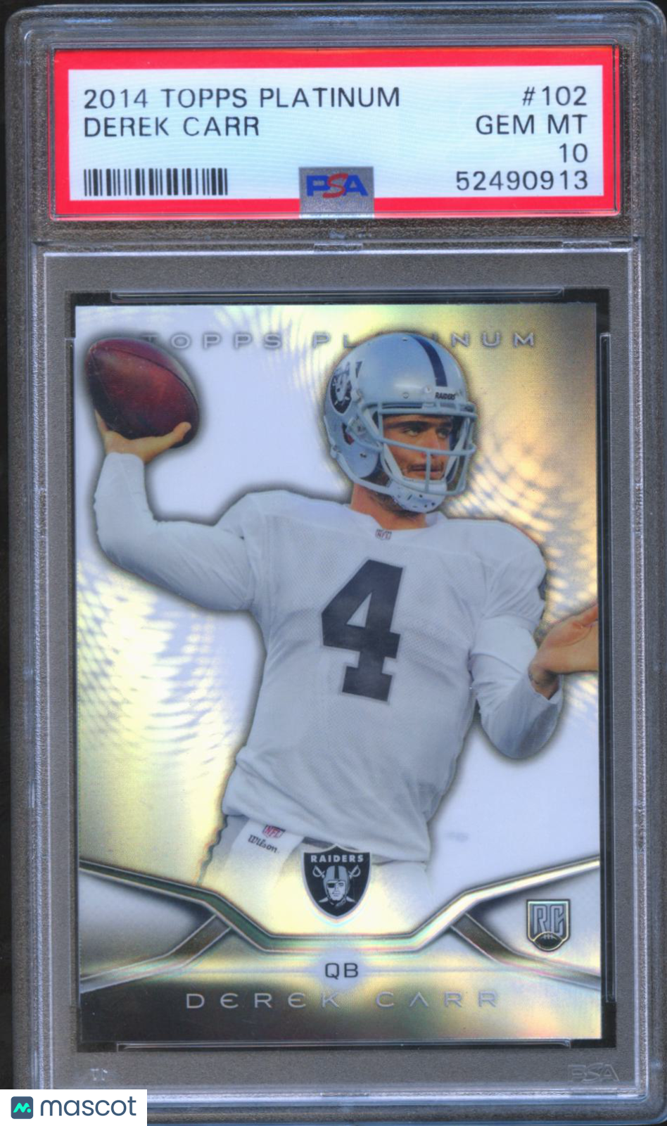 Derek Carr 2014 Topps Platinum Rookie RC Oakland Raiders #102 PSA 10
