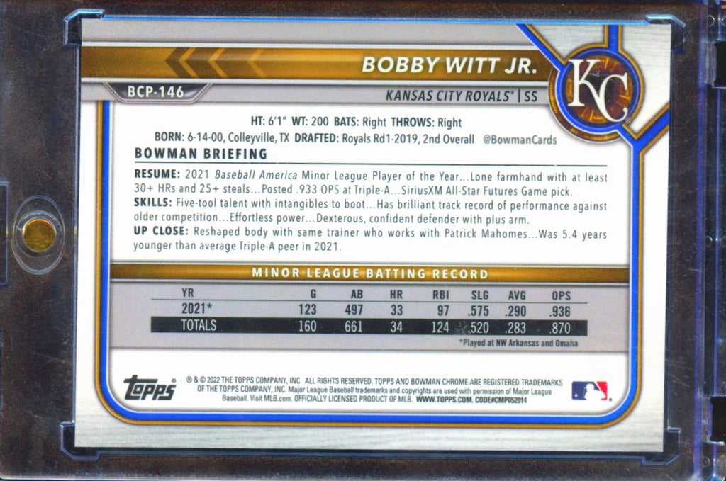Bobby Witt Jr. 2022 Bowman Chrome Purple Mega Box Refractor 122/250 KC Royals