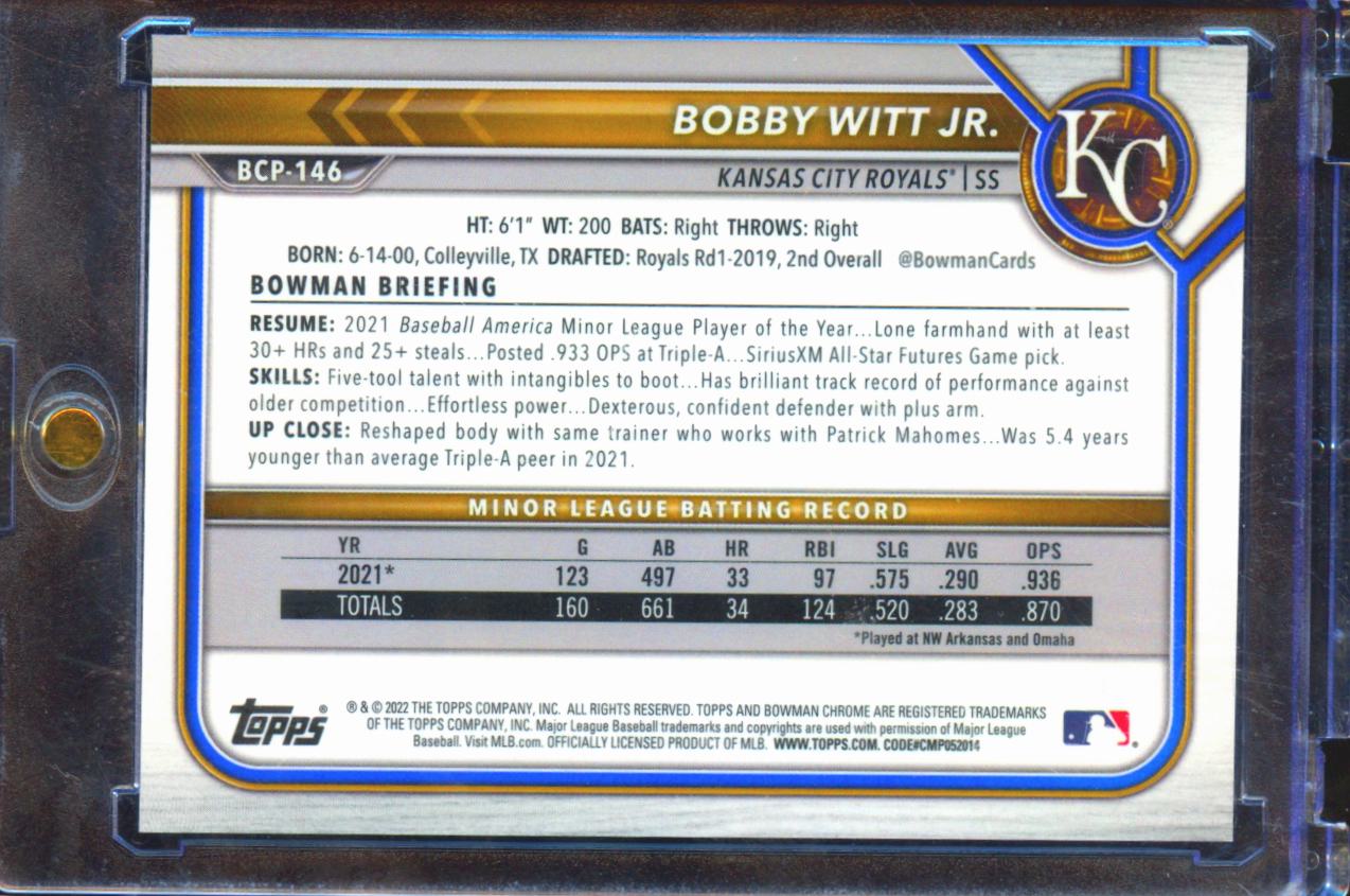 Bobby Witt Jr. 2022 Bowman Chrome Purple Mega Box Refractor 122/250 KC Royals