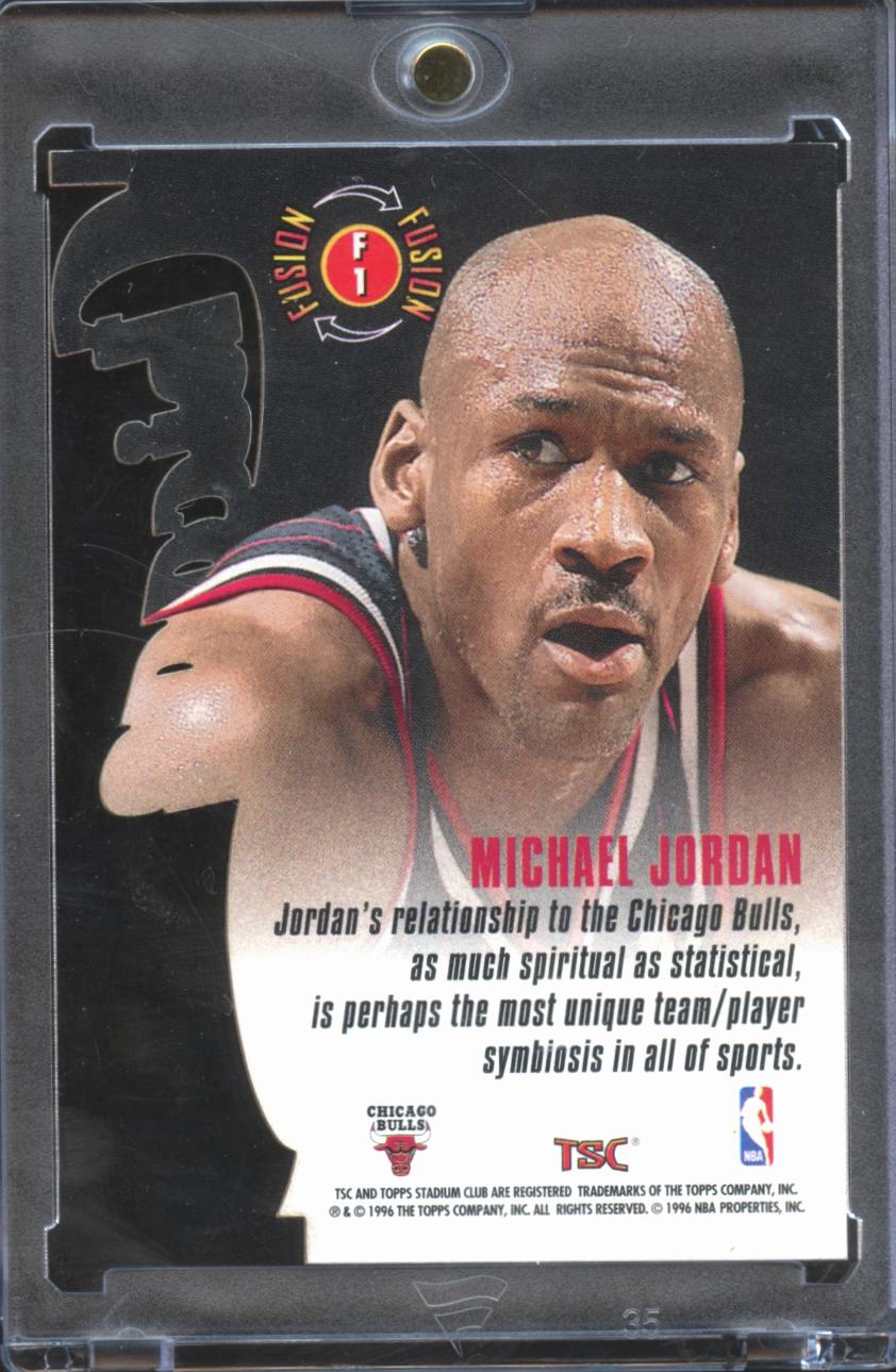 Michael Jordan 1996 Topps Stadium Club Fusion Die-Cut #F1 Chicago Bulls