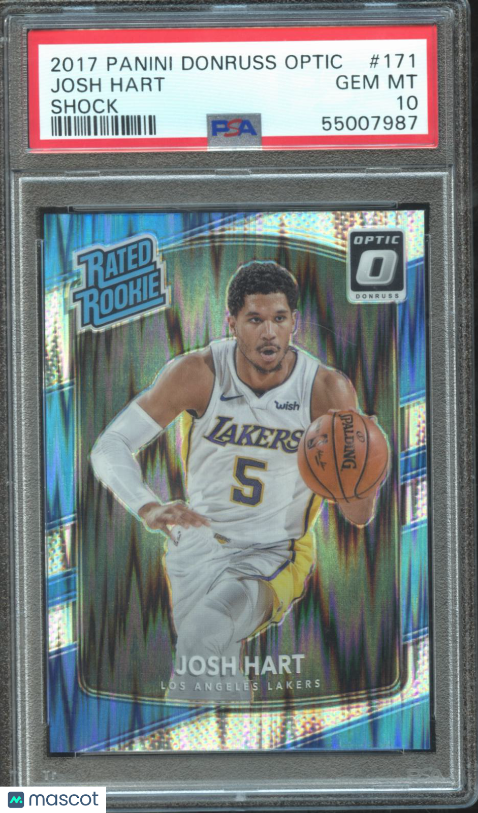 Josh Hart 2017-18 Optic Rated Rookie RC Shock Prizm Los Angeles Lakers PSA 10