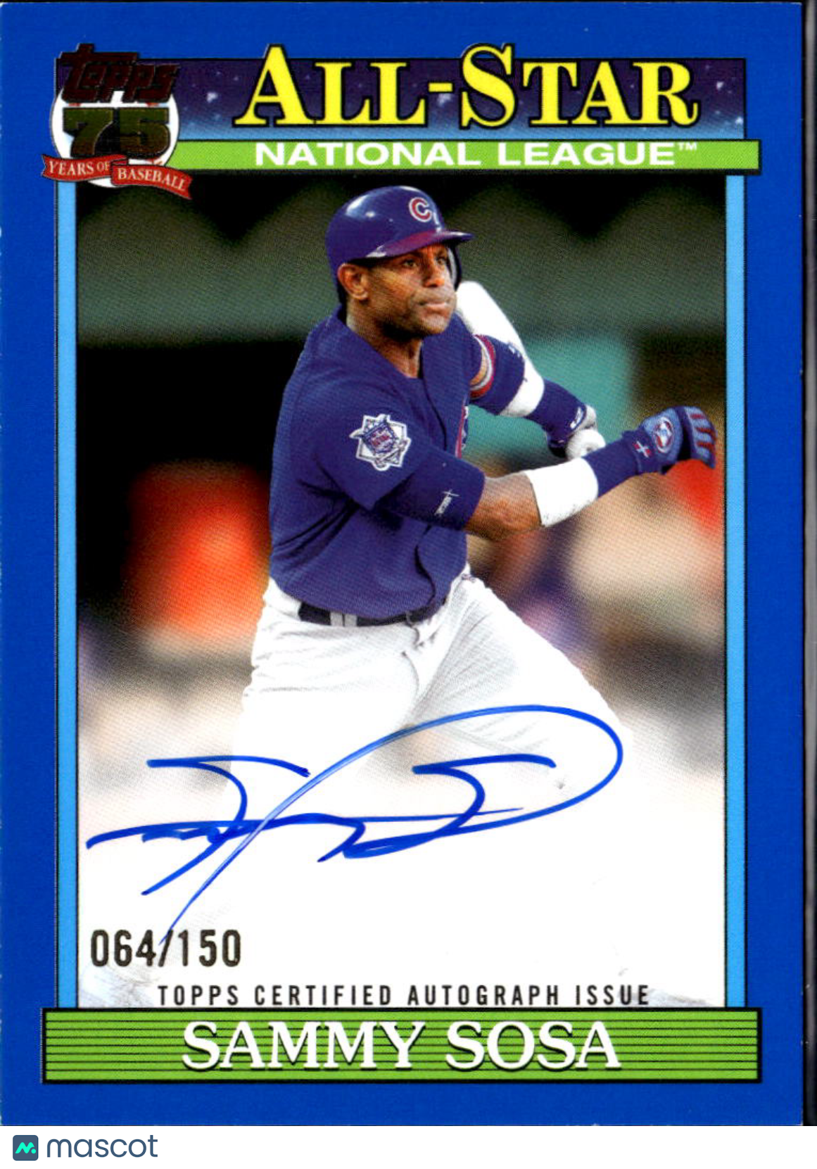 Sammy Sosa 2026 Topps Auto Autograph Blue 64/150 Chicago Cubs
